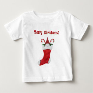 Camiseta Feliz Natal Gnome Adorável em Red Stocks