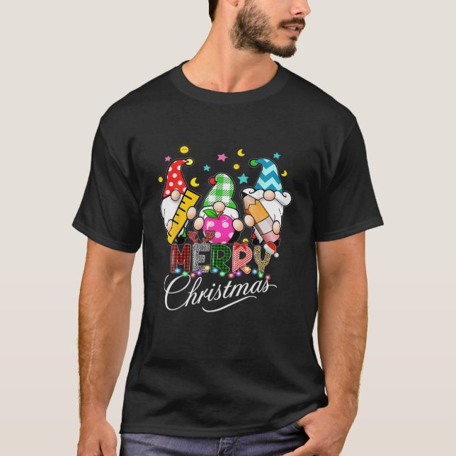 Camiseta Feliz Natal Gnomo, Família Engraçada Garota Xmas (Frente)