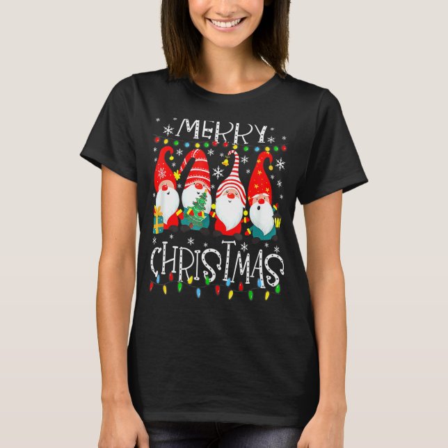 Camiseta Feliz Natal Gnomo Família Engraçada Xmas Kids Adul (Frente)
