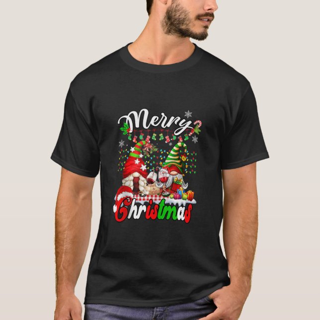 Camiseta Feliz Natal Gnomos Vinhos Xadrez Xma (Frente)