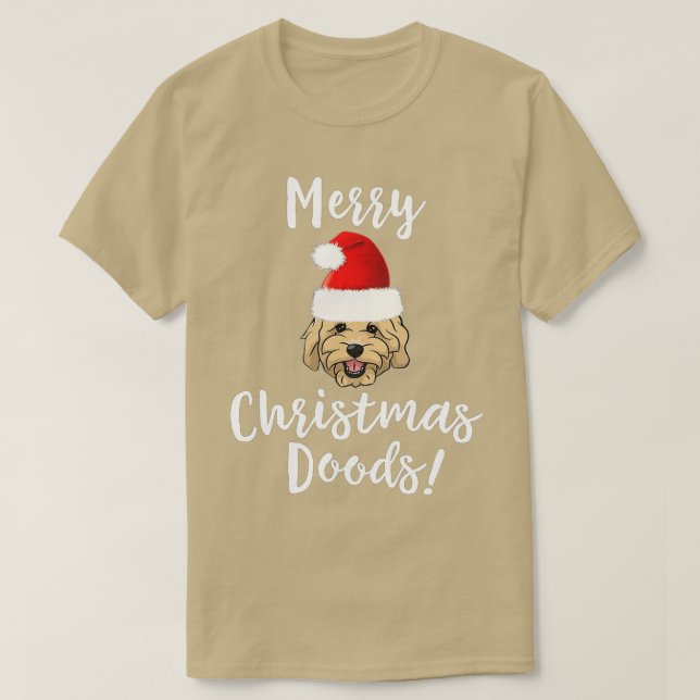 Camiseta Feliz Natal Goldendoodle Engraçado Cachorro-gigapi (Frente do Design)