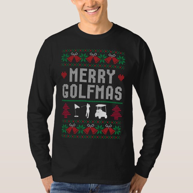 Camiseta Feliz Natal Golfe Golfe Golfe Golfe Presépio de Na (Frente)
