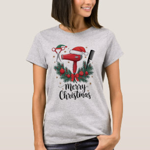Camiseta Feliz Natal Hairstylist Hairdresser Xmas Hair
