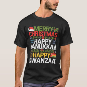 Camiseta Feliz Natal Hanukkah Feliz Kwanzaa 13