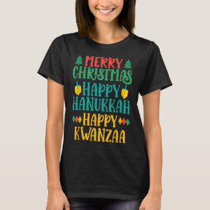 Camiseta Feliz Natal Hanukkah Feliz Kwanzaa 16