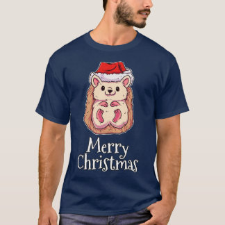 Camiseta Feliz Natal Hedgehog Santas Hat Hedgehog