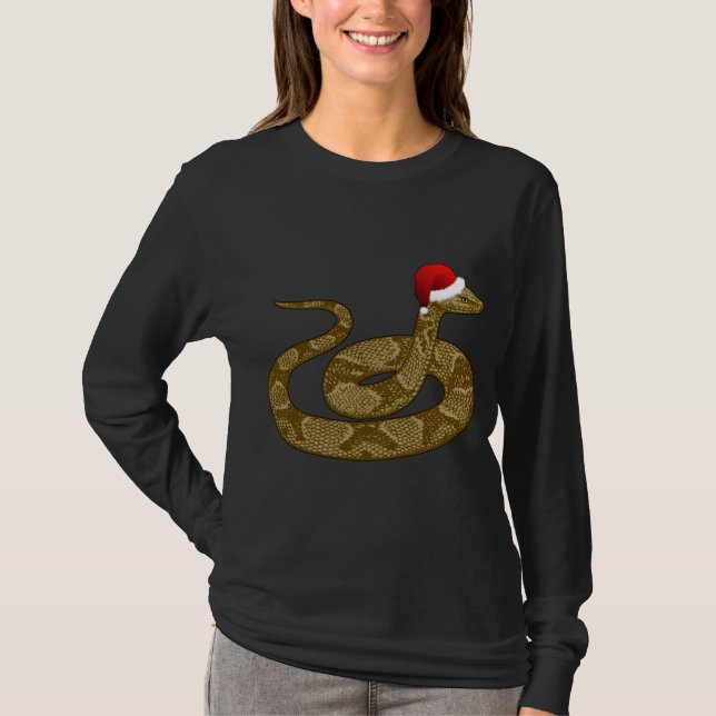 Camiseta Feliz Natal Hissmas Cobra de Copperhead Santa Hat (Frente)