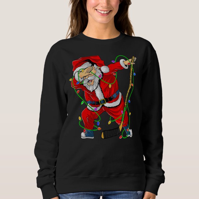 Camiseta Feliz Natal Hockey Dabbing Santa Claus Hoc (Frente)
