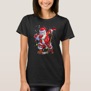 Camiseta Feliz Natal Hóquei no Gelo Dabbing Papai Noel Hoc