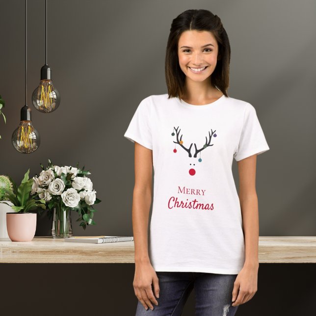 Camiseta Feliz Natal, humor engraçado, rena branca (Criador carregado)