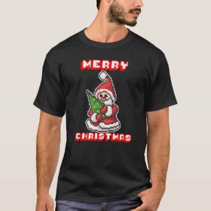 Camiseta Feliz Natal I Xmas I Papais noeis Pixelados De 8 B