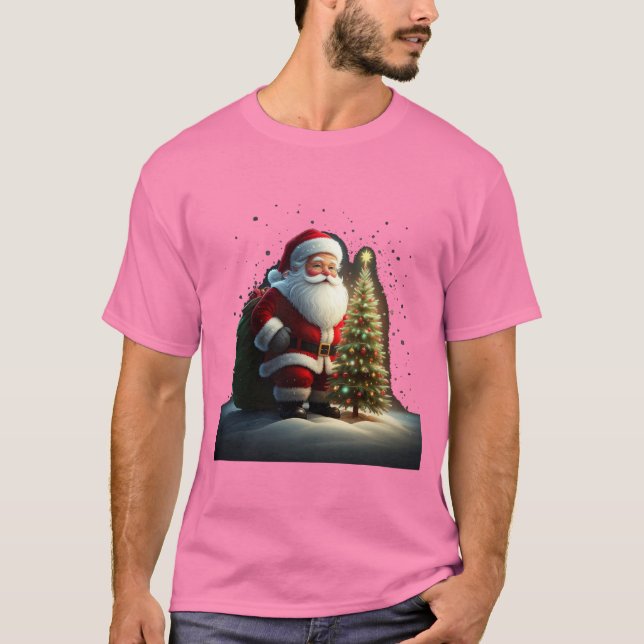 Camiseta "Feliz Natal: Ícones Festivos Design de Moda" (Frente)
