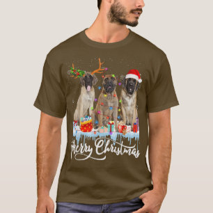 Camiseta Feliz Natal Inglês Papais noeis Mastiff Light Rein
