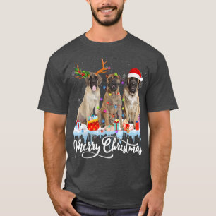 Camiseta Feliz Natal Inglês Papais noeis Mastiff Light Rein