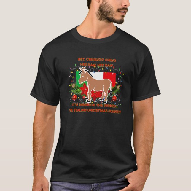 Camiseta Feliz Natal italiano Donkey Dominick (Frente)