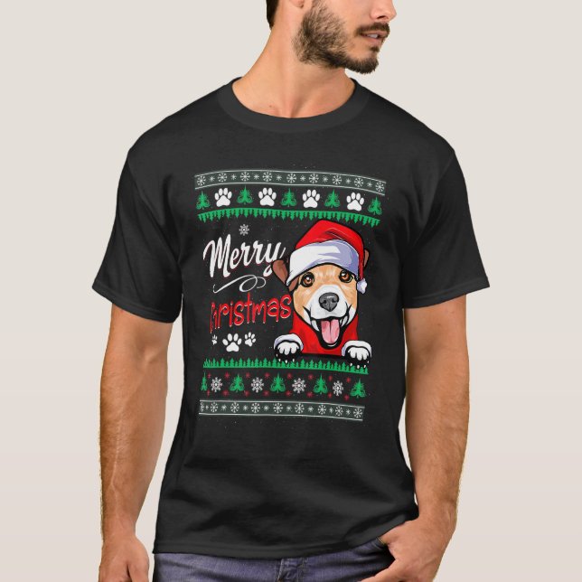 Camiseta Feliz Natal Jack Russell Terrier Ugly Christma (Frente)