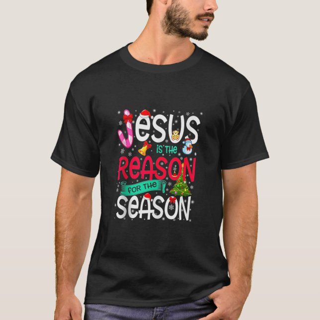 Camiseta Feliz Natal Jesus Razão Para A Época Xmas Candy (Frente)