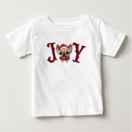 Camiseta Feliz Natal Joy Bonito Bulldog Francês Holly