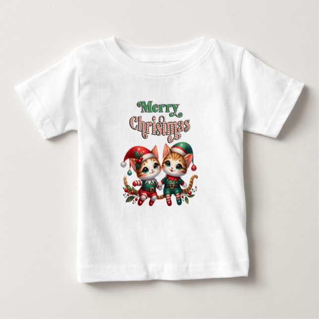 Camiseta Feliz Natal Kitten Elves (Frente)
