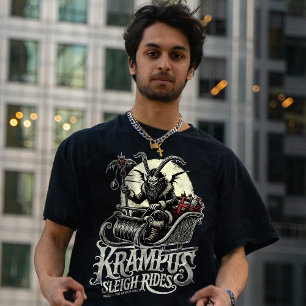 Camiseta Feliz Natal Krampus Passeios de Trenó Krampus