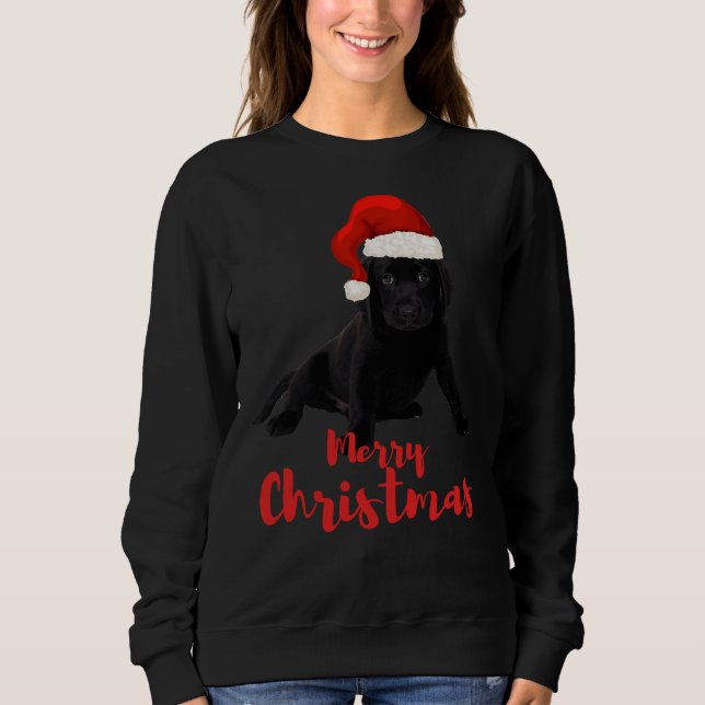 Camiseta Feliz Natal Labrador Black Labrador (Frente)
