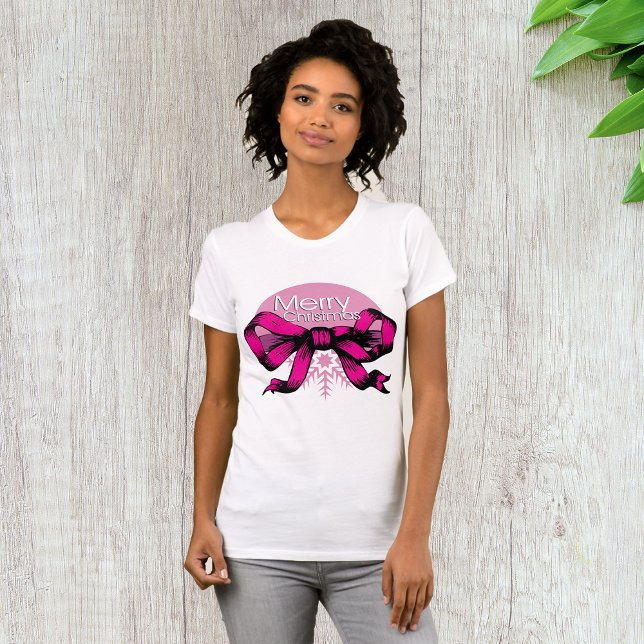 Camiseta Feliz Natal Laço Rosa (Criador carregado)