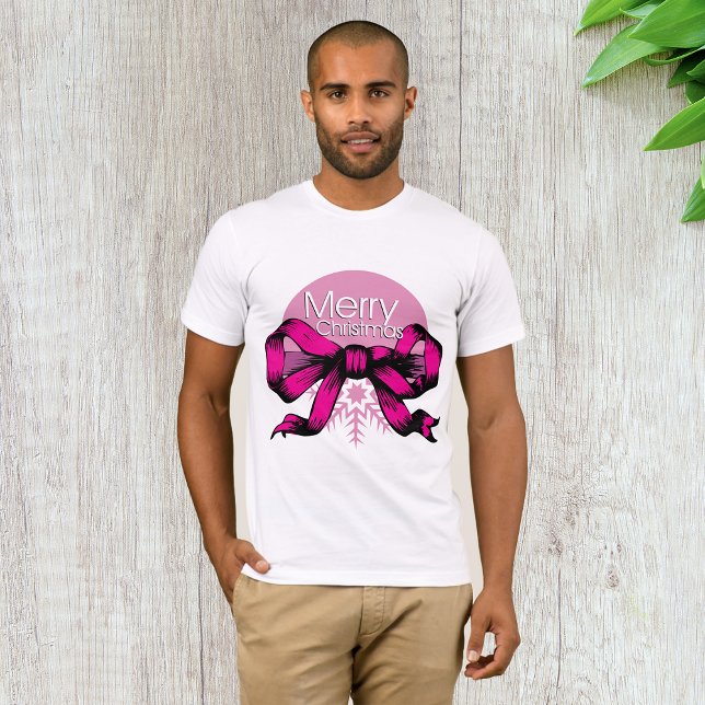 Camiseta Feliz Natal Laço Rosa (Criador carregado)