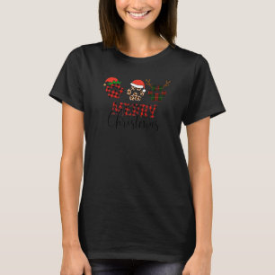 Camiseta Feliz Natal Leopard Buffalo Red Xadrez Paw Prin