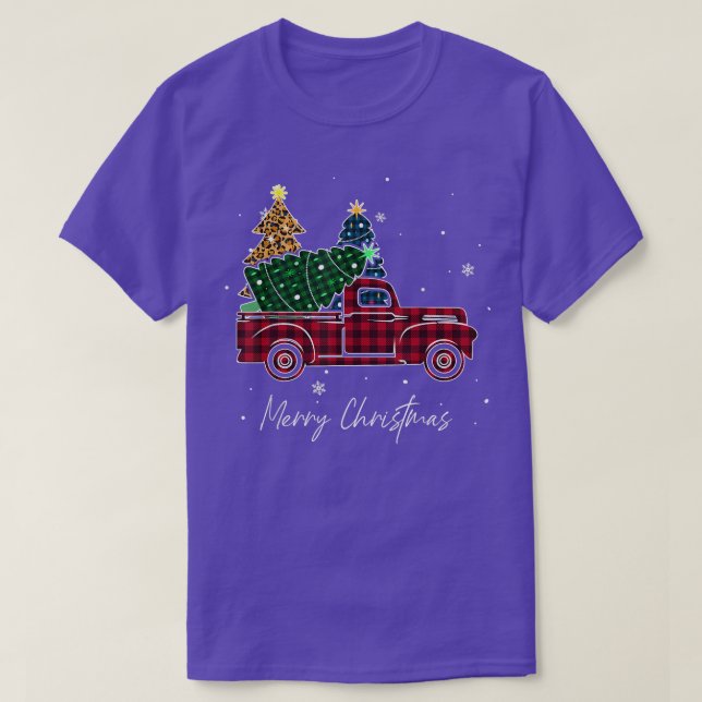 Camiseta Feliz Natal Leopard Buffalo Tree Red Pla (Frente do Design)