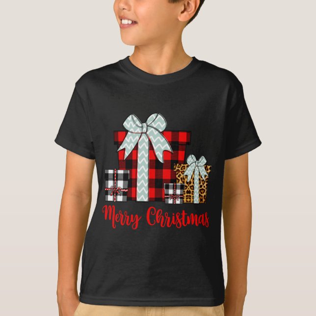 Camiseta Feliz Natal Leopard Buffalo Xadrez Natal Pr (Frente)