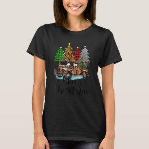 Camiseta Feliz Natal Leopard Impressão Buffalo Xadrez Verme