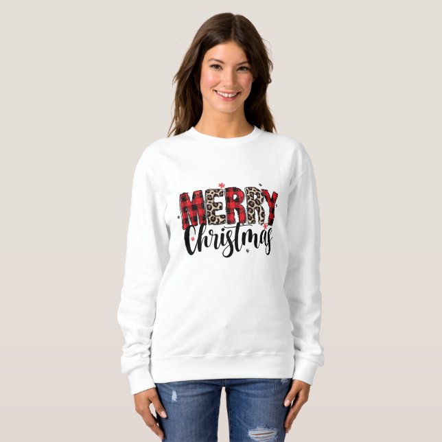 Camiseta Feliz Natal Leopardo e Xadrez (Frente Completa)