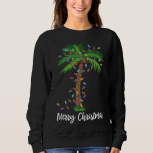 Camiseta Feliz Natal Lights Palm Tree Beach Xmas Pajama