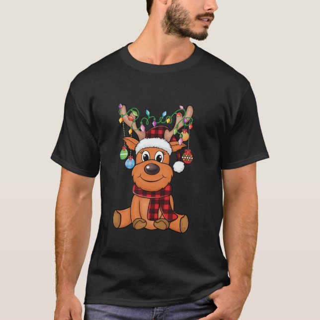 Camiseta Feliz Natal, Linda Reindeer Xmas Matando Família (Frente)