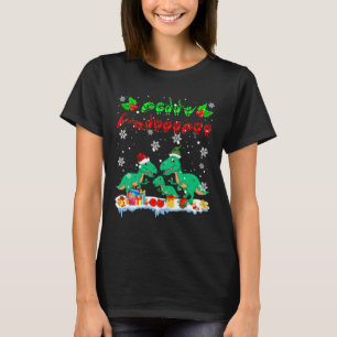 Camiseta Feliz Natal - Linguagem de Sinais T-rex do Xmas T-