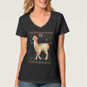 Camiseta Feliz Natal Llama Papais noeis De Chapéu Em Neve S
