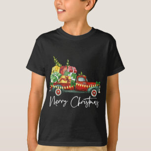 Camiseta Feliz Natal Luz Vermelha Correspondência da Famíli