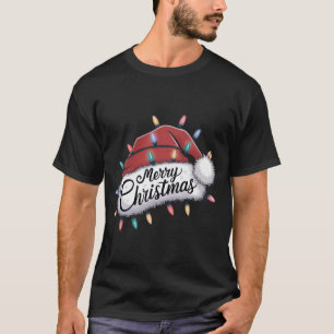 Camiseta Feliz Natal Luz Vermelha Santa Hat Família Xmas M