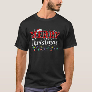 Camiseta Feliz Natal Luz Vermelha Santa Hat Família Xmas M