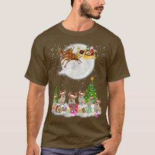 Camiseta Feliz Natal Luzes Santa Hat Corgi Natal T