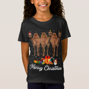 Camiseta Feliz Natal Luzes Xmas Pajama Camel