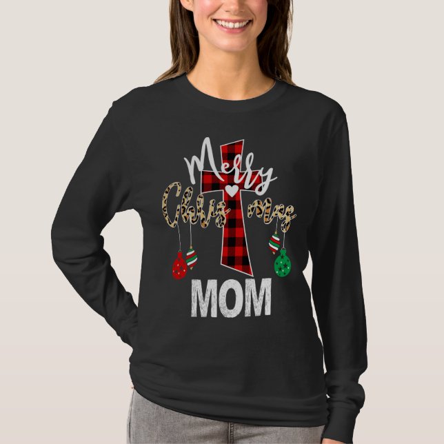 Camiseta Feliz Natal Mãe Deus Cruz Xadrez Vermelha Cristã (Frente)