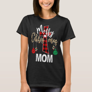 Camiseta Feliz Natal Mãe Deus Cruz Xadrez Vermelha Cristã