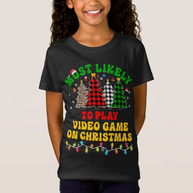 Camiseta Feliz Natal Mais Provável Para Jogar Vídeo (Frente)