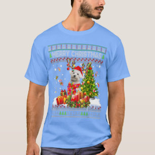 Camiseta Feliz Natal Maltês Papais noeis Xmas Tree Lights U