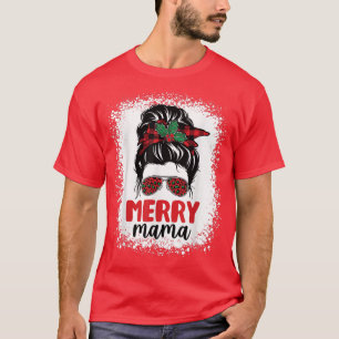 Camiseta Feliz Natal Mamãe Pijamas Mensagens Mãe Bleache