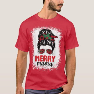 Camiseta Feliz Natal Mamãe Pijamas Mensagens Mãe Bleache