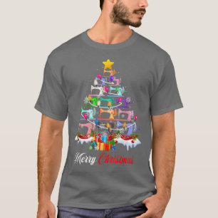 Camiseta Feliz Natal Máquinas de Costurar Xmas Luzes de Árv