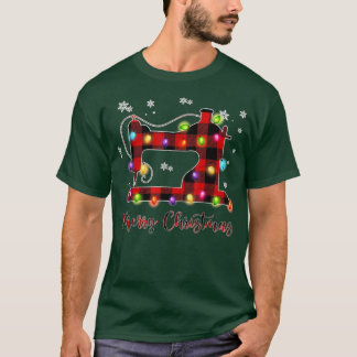 Camiseta Feliz Natal Máquinas de Costurar Xmas Vermelho de 