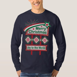Camiseta Feliz Natal - Marquee Retro - Alegria ao Mundo